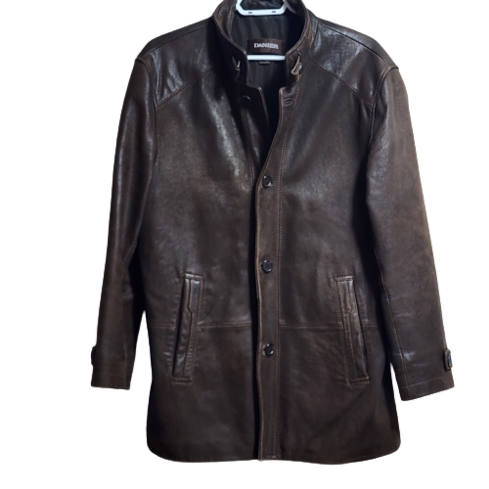 Vintage Danier long soft leather overcoat jacket color Chocolate brown